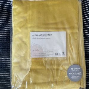 West Elm Cotton Velvet Curtain - Dark Horseradish